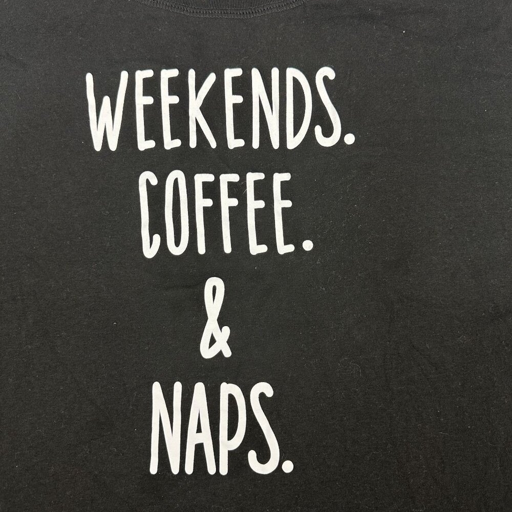 Joyspun Women’s 2X Black Graphic T-Shirt Weekends Coffee And Naps Relaxed Fit